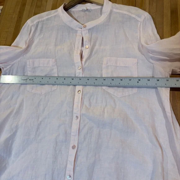 Eileen Fisher 100% Organic Linen Pink Button Down Tunic Top - Picture 7 of 8